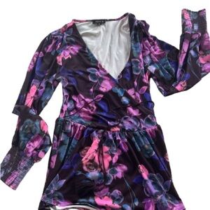 VENUS Vibrant Floral Top in Pink and Purple fall winter